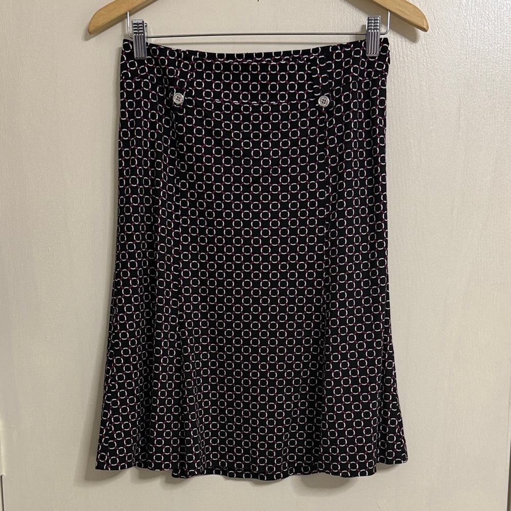 Burberry Black and White Circle Pattern A-Line Skirt